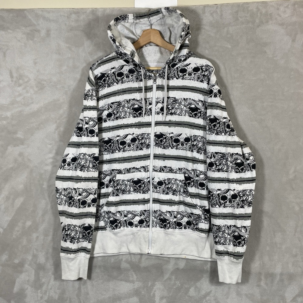 Vintage No Boundaries Hoodie Mens XXL Black Y2K MMA Elite AOP Grunge Skull